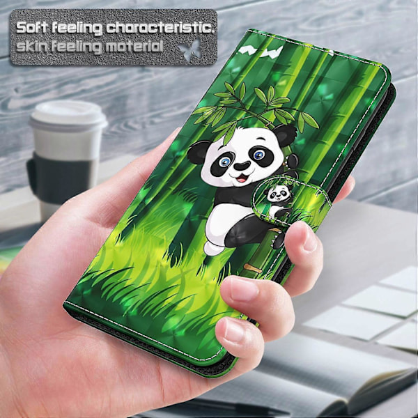 För Samsung Galaxy A25 5G Fodral Läder 3D Mönster Telefonskal Multicolor Panda Climbing