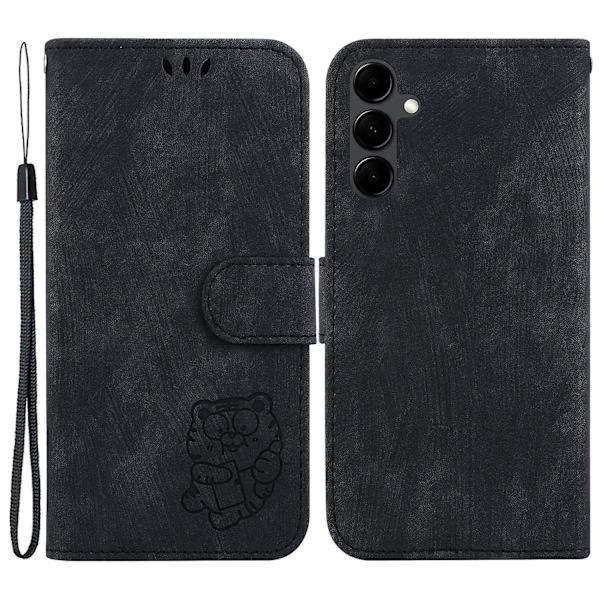 PU læder cover med mønster og stander pung beskyttelses telefoncover til Samsung Galaxy A14 5g Black