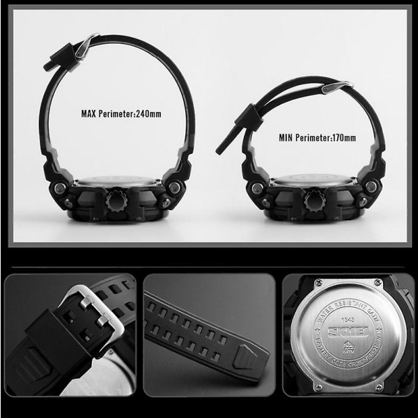 Skmei 1343 Men Outdoor Sports Vattentät Watch Red Black