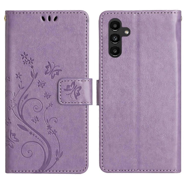 Samsung Galaxy S24 FE -kotelo PU-nahkainen puhelinlompakkokotelo hihnalla - Harmaa Multicolor Light Purple