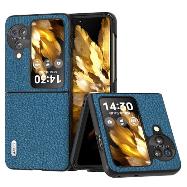 Ægte koskindslæder + PC telefoncover med faldbeskyttelse til Oppo Find N3 Flip 5G Multicolor Style C