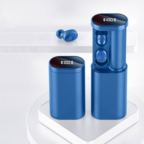 Bluetooth Hörlurar C1 Trådlös Binaural Bluetooth Headset Power Display Ultralång Standby Power Bank Blue