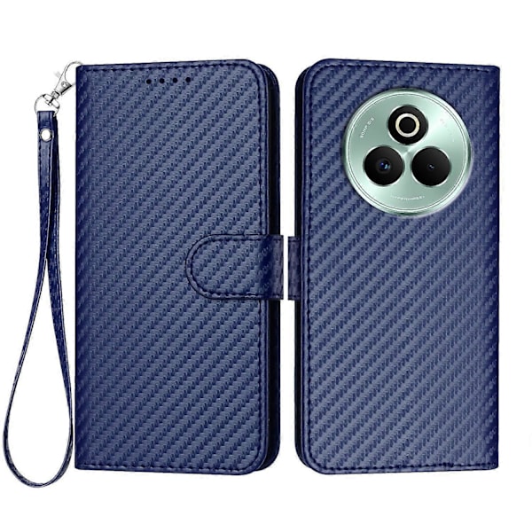 Pung etui med rem i kulfibertekstur læder til Realme P3 Pro 5G Multicolor Royal Blue