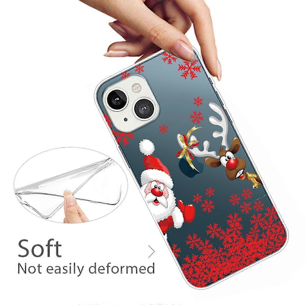 Julmönstrat Telefonskal för iPhone 14, Mjukt TPU Stötsäkert Skyddande Baksida Multicolor Style A