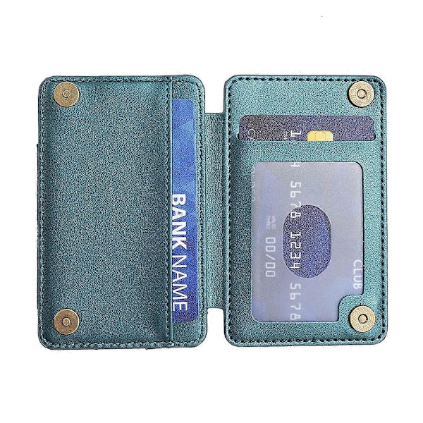 BFK05 3D Rhombus -muotoiltu itseliimautuva puhelimen takakorttiteline PU-nahkainen korttilaukku- Multicolor Green
