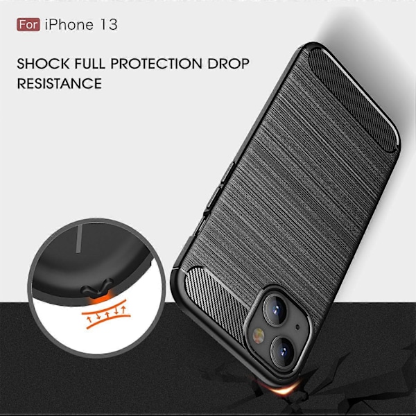 Modeborstat flexibelt mjukt TPU anti-repskyddsfodral i kolfiber för iPhone 13 6,1 tum