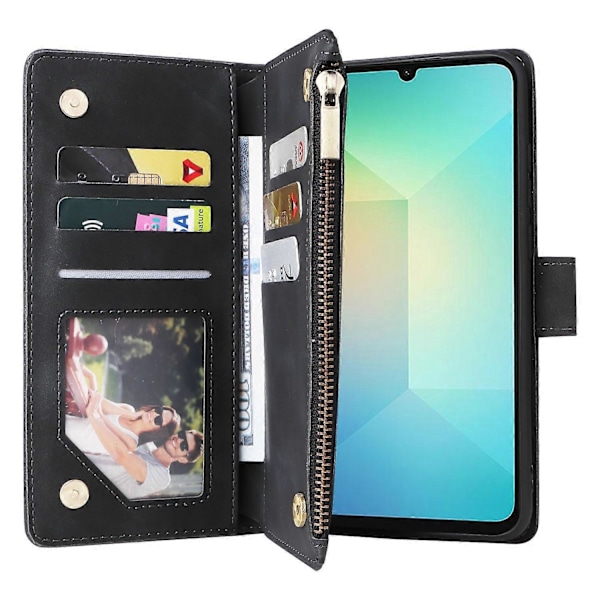 Til Samsung Galaxy A06 Etui Lynlås Pung Multiple Kortpladser Læder Telefon Cover Multicolor Style C