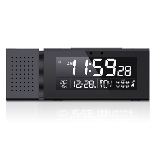 Multifunktionel Farve Alarm Digital Vækkeur Husholdnings Natlys Lyd og Lys Infrarød Black