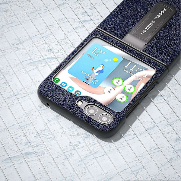 För Samsung Galaxy Z Flip5 5G Retro Telefonfodral PU Läderbelagd PC Stödfodral Multicolor Style C