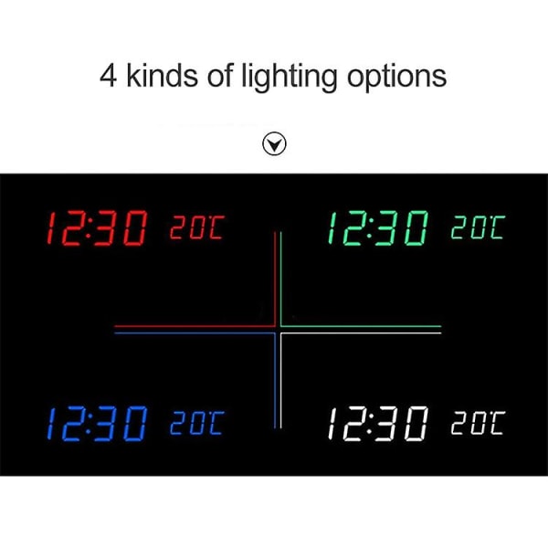 Flerfarvet Lydstyret Træ LED Bord Alarm Clock multicolour