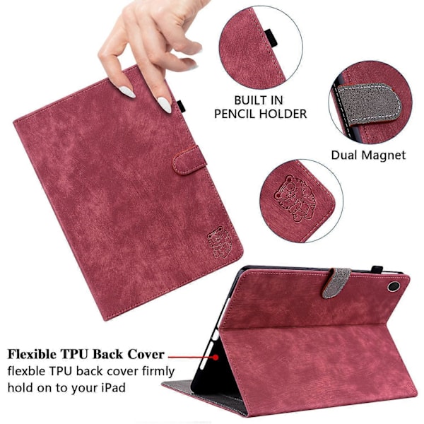 For Samsung Galaxy Tab A9 Lærdeksel Søtt Tigeravtrykk Justerbart Stativ Nettbrettveske Multicolor Style G