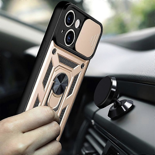 Monipuolinen suojaava kameran liukukansi puhelimen putoamissuoja takakuori jalustalla iPhone 13:lle