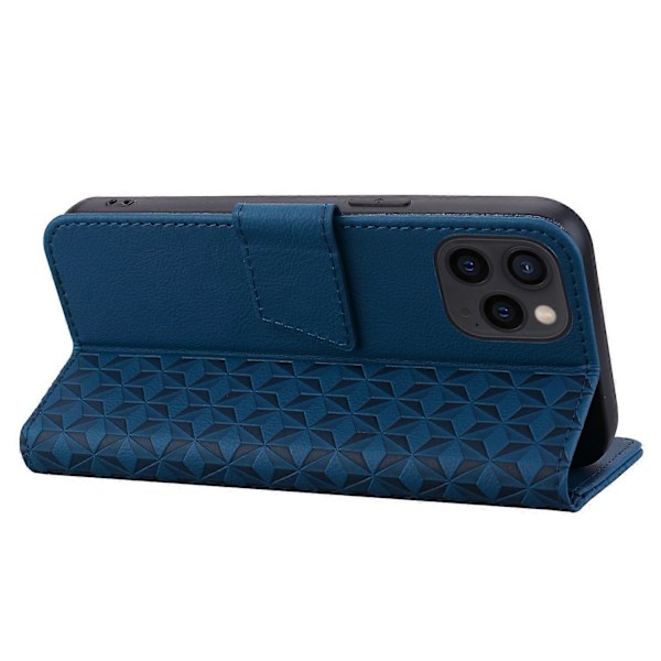 För iPhone 15 Pro Skal PU Läder Präglat Ställ Plånbok Telefonfodral Multicolor Style B