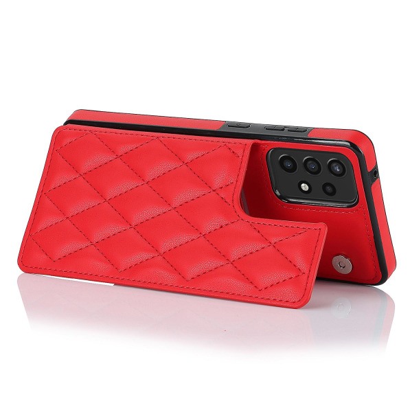 För Samsung Galaxy A52 4g / 5g / A52s 5g Rfid-blockerande phone case Korthållare Läder+tpu Kickstand cover Red