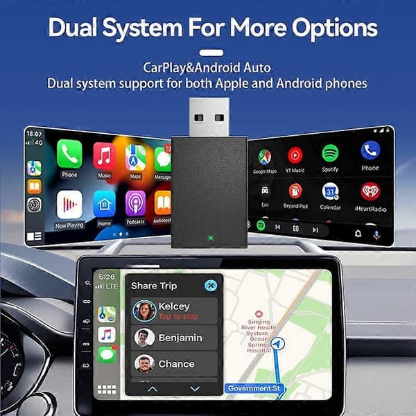 PL1 PRO Plug and Play Android Auto CarPlay -sovitin, langallisesta langattomaan, mini-muunnos