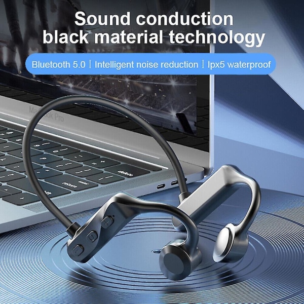 Luujohtokuulokkeet Bluetooth Langattomat Urheilukuulokkeet Vedenpitävät Väri Obsidian Musta
