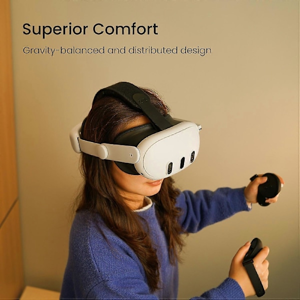 KIWI DESIGN Q31-SPCU Hovedremspude til Meta Quest 3/3S, Foldbar Komfort VR-Hovedbøjle, Udvidet Ba