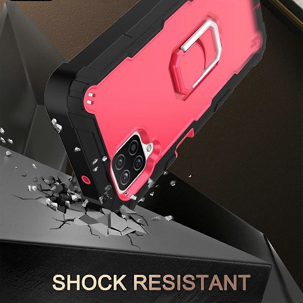 Dual Color Indbygget Støttefod Design Stødsikkert Hybrid Telefoncover til Samsung Galaxy A12 Multicolor Style C