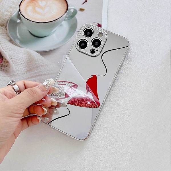 Deksel til iPhone 15 Pro Max IMD Sølvfinish TPU+PC Rhinestones Dekor Telefondeksel Multicolor Style C