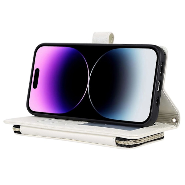 Plånboksfodral för iPhone 14 Pro Max Folio PU Läder Ställ Rombmönstrat Telefonskal med Handrem Multicolor Style D
