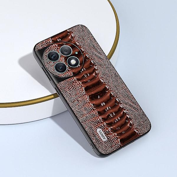 Abeel For Oneplus Ace 2 Pro 5g Stötsäkert Crocodile Texture Cover äkta koläderbelagd Pc+tpu phone case Coffee