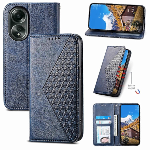 Til Oppo A58 4G Etui Præget PU Læder Telefon Cover med Wallet Stand Multicolor Style E
