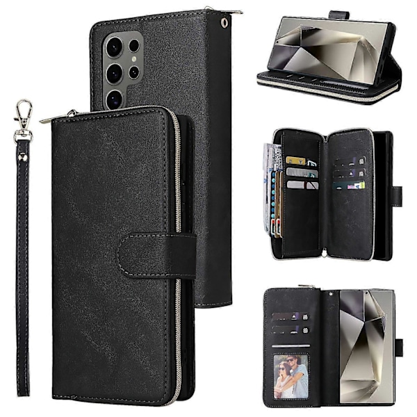 Til Samsung Galaxy S25 Ultra Taske Lynlåslomme PU Læder Telefon Cover med Håndrem Multicolor Style A