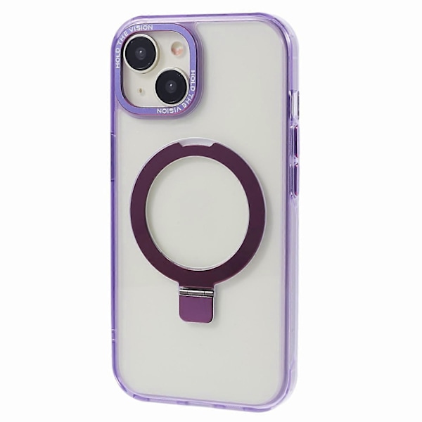 Läpinäkyvä TPU+PC suojakuori iPhone 15 Plus -puhelimelle, näkymätön jalusta ja magneettinen puhelinkuori Multicolor Style B