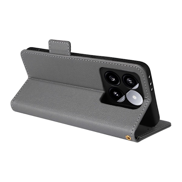 Til Xiaomi 14T Etui Litchi Tekstur PU Læder Wallet Flip Telefon Cover- Multicolor Grey