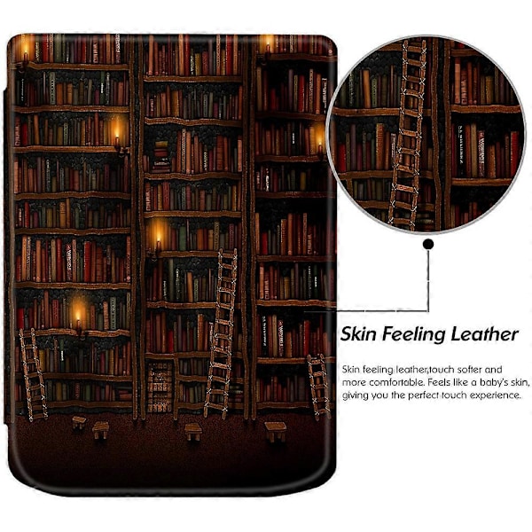 PocketBook Verse Pro -nahkakotelo E-lukulaitteen suojus automaattisella lepo/herätystoiminnolla – Aika matkustaa Multicolor Library