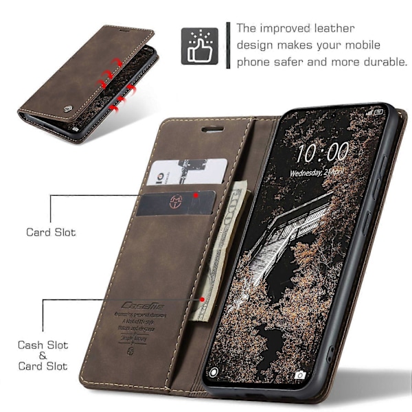 Til Xiaomi Poco F7 Ultra 5G/ Xiaomi Poco F7 Pro 5G Wallet Case CASEME 013 Series PU Læder Telefon Cover Multicolor Coffee