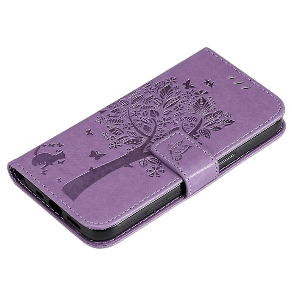 KT Imprinting Flower Series-3 Fodral för Xiaomi 14T Pro Katt Träd Mönster Flip Läder Telefonskydd Multicolor Style C