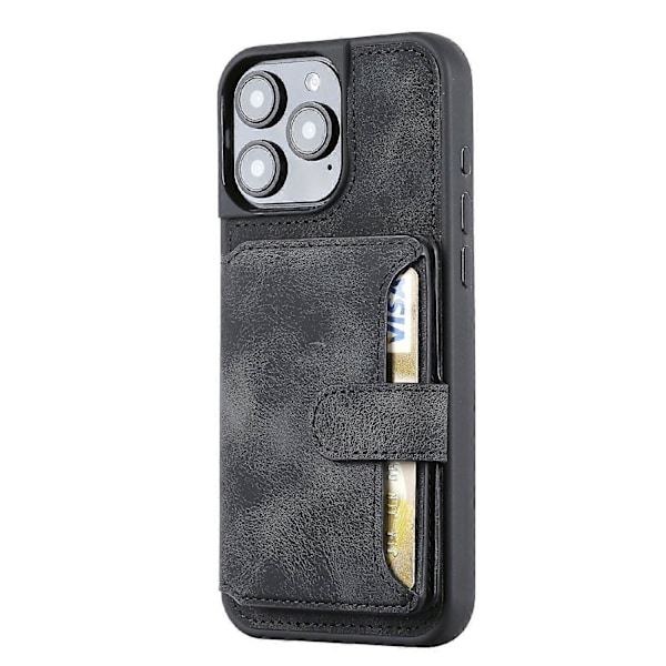 iPhone 16 Pro Max -kotelo lompakkokorttipaikalla TPU+PU-nahkainen takapuhelinkotelo - Laivastonsininen Multicolor Black