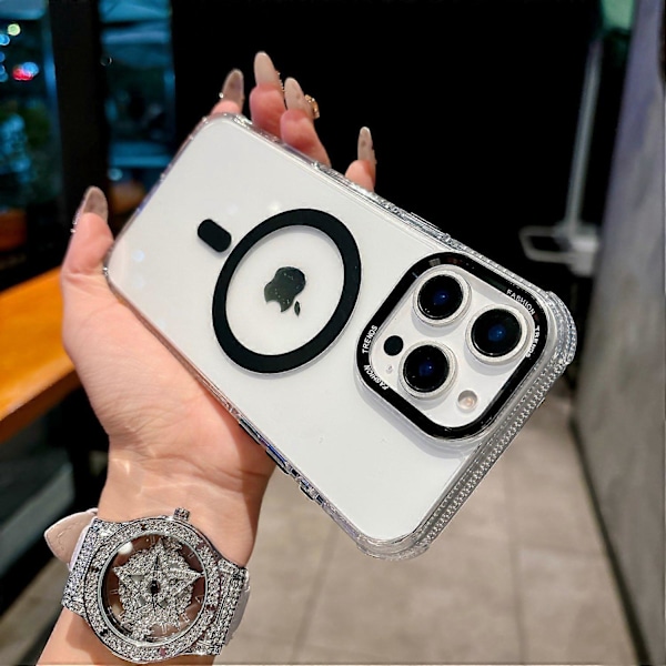 iPhone 16 Pro Magneettinen Suojakotelo PC TPU Iskunkestävä Puhelinkuori Yhteensopiva MagSafe kanssa Multicolor Transparent Black