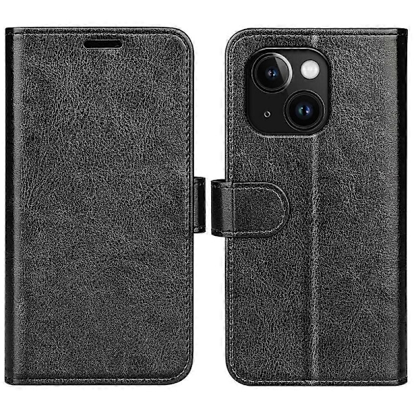 PU Læder Stand Telefon Cover Wallet Folio Flip Cover til iPhone 15 Plus Multicolor Style A