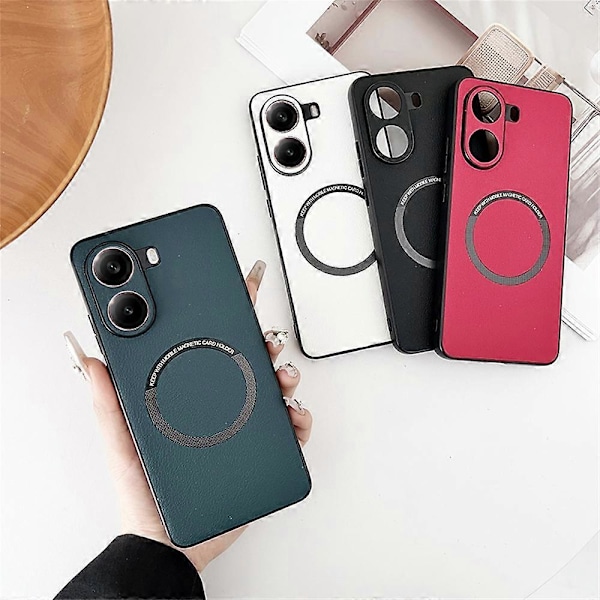 Skal för Xiaomi Poco X7 Pro 5G Anti-Drop PU Läder+TPU Fodral Kompatibelt med MagSafe Multicolor White