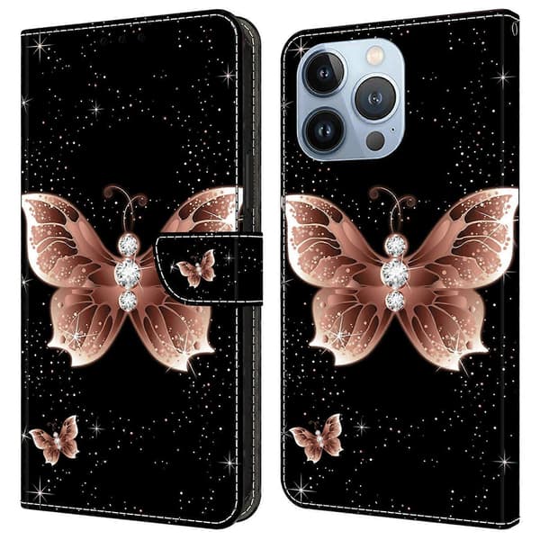 För iPhone 16 Pro Fodral 3D Mönster PU Läder Plånbok Telefonfodral med Ställ Multicolor Style C
