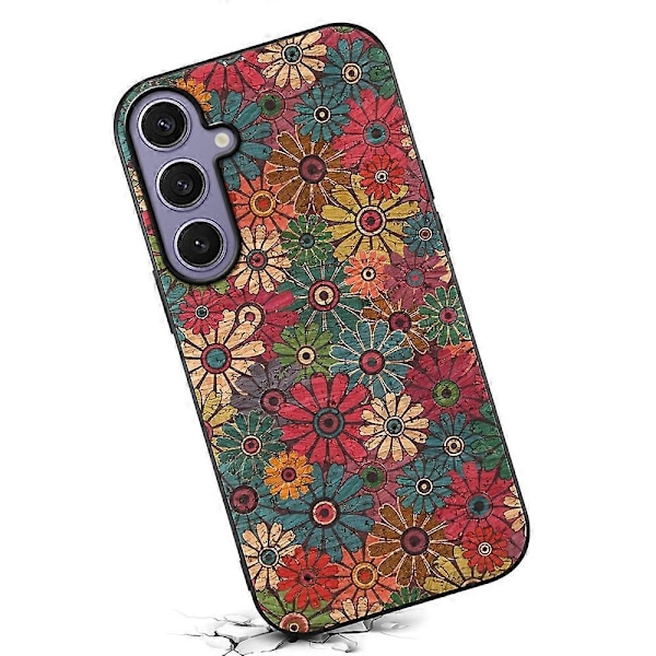 Skal för Samsung Galaxy S25+ med blomstermönster PU-läder+PC+TPU Telefonskydd Multicolor Spring/Green
