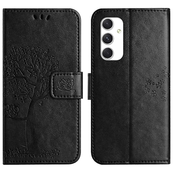 Etui til Samsung Galaxy A16 5G/A16 4G PU Læder Ugle Træ Præget Wallet Telefon Cover Multicolor Style C