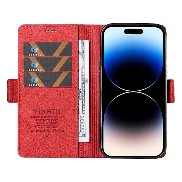 YIKATU YK-005 PU Läder Telefonfodral för iPhone 15 Pro Max, Hudvänligt Stötsäkert Plånboksfodral med Ställ Multicolor Style H