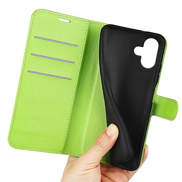 Læder telefoncover med pung og litchi-tekstur til iPhone 16 Multicolor Style F