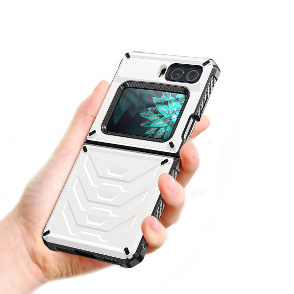 För Motorola Moto Razr 2022 5g Rugged Series Stötsäker TPU-ram + PC-baksida Case Cover White