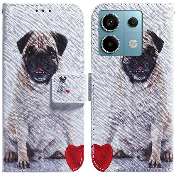 Læderetui med stativ til Xiaomi Redmi Note 13 Pro 5G/Poco X6 5G, 3D kreativt mønsterdesign Multicolor Dog