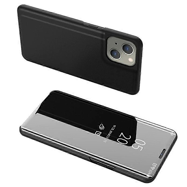 Fönster Visning Elektroplätering Spegelyta Läder Flipfodral med Ställ för iPhone 13 6.1 tum Multicolor Style A