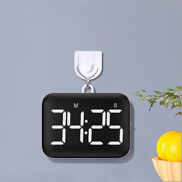 Genopladelig Stor Skærm LED LCD Elektronisk Timer Påmindelse Vækkeur Køkken Bage Nedtællingstimer White