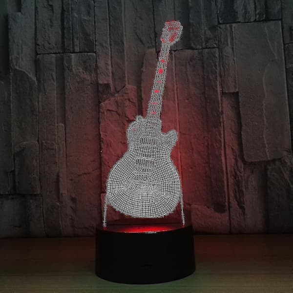 Gitarr 3d Led Nattlampa Barn Sovrum Bordslampa
