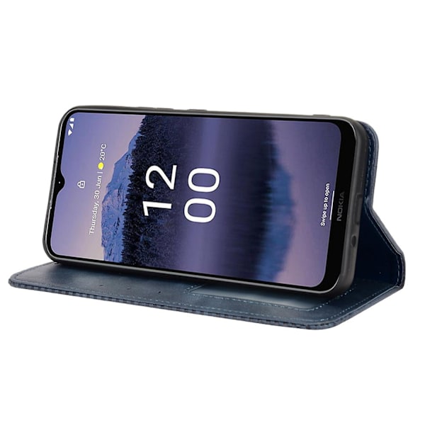 Til Nokia G11 Plus 4g Auto Lukkende Magnetisk Retro Pu Læder Wallet Case Stand Funktion Telefon Shell Cover Blue
