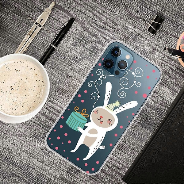 iPhone 16 Pro -kuori, jouluaiheinen pehmeä TPU-puhelinkuori - Orava Multicolor Rabbit Gives Gift