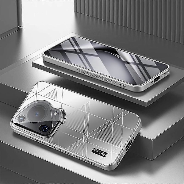 För Huawei Pura 70 Ultra Skal Glas Linsskydd Ställ TPU+PC Telefon Baksida - Svart Multicolor Silver
