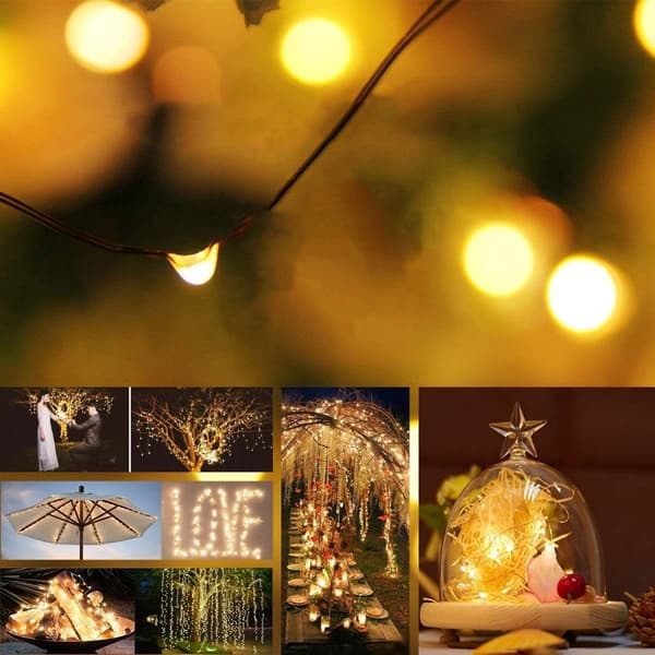2st Utomhus Solar Fairy Lights, Koppartråd String Lights Warm White